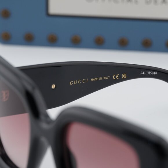 Gucci GG1975S 001 Square Sunglasses – Shiny Black/Red Gradient main image 8